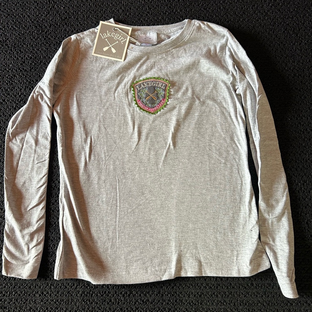 Lake Girl Grey TShirt with Patch " Forever at the Lake "